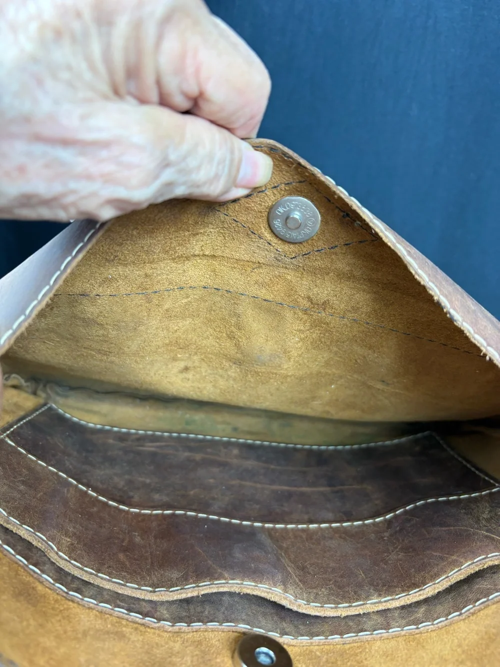 Genuine Leather Brown Shoulder Tote Distressed Boho Western